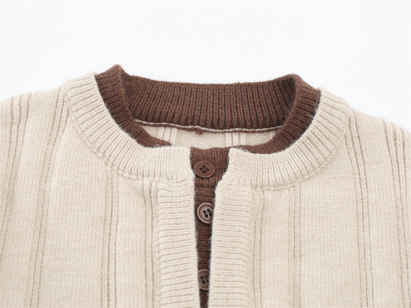 Pull homme en maille côtelée à col tunisien – Coupe oversize décontractée