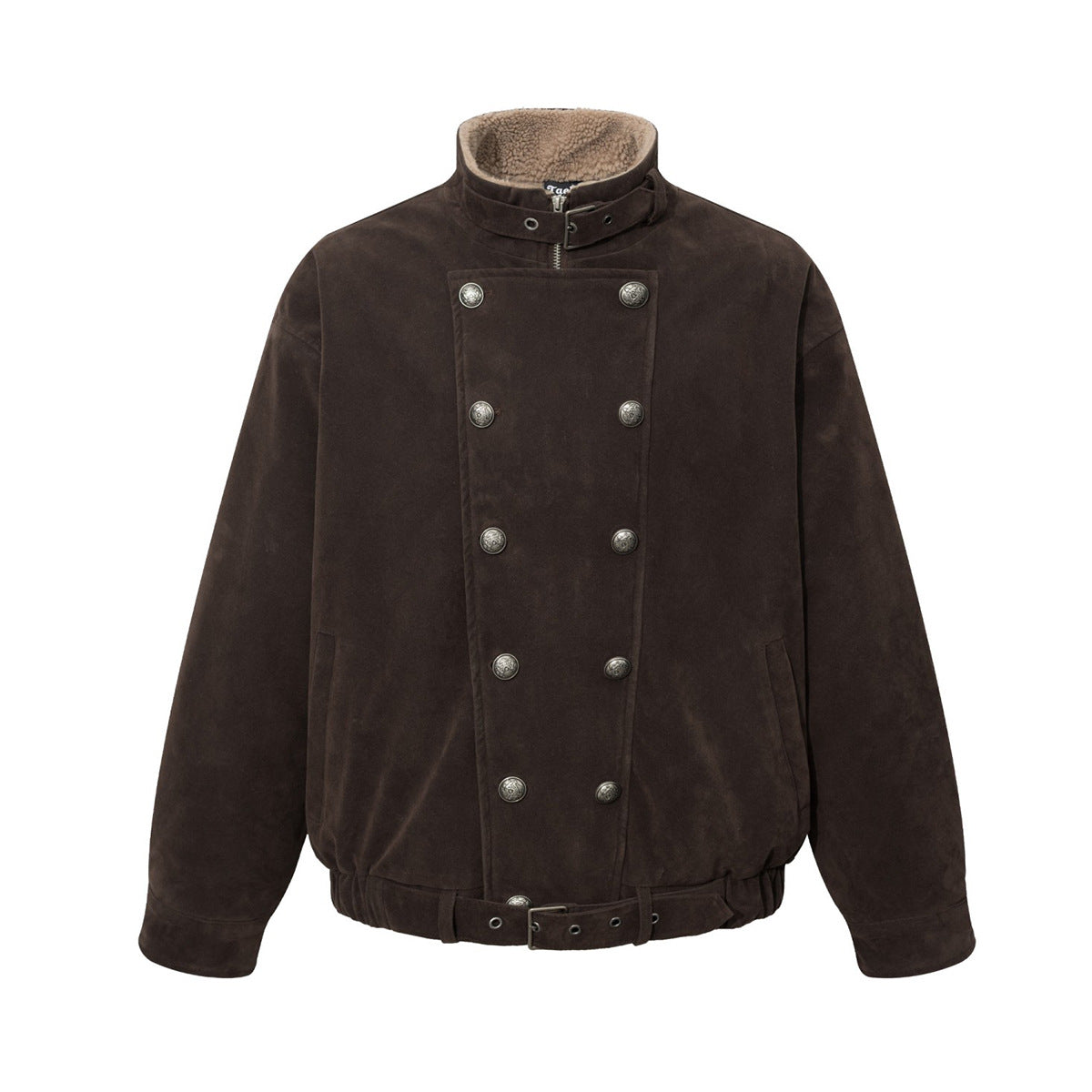 Herren-Doppelreiher – Vintage-Military-Bomberjacke mit Sherpa-Kragen