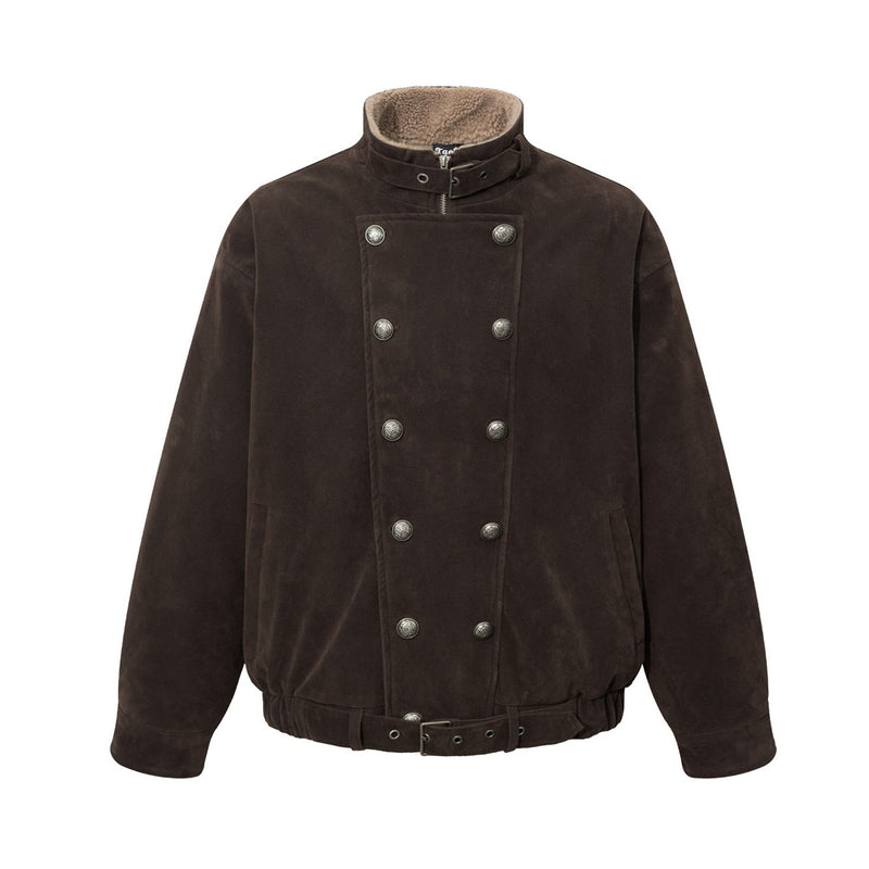 Herren-Doppelreiher – Vintage-Military-Bomberjacke mit Sherpa-Kragen