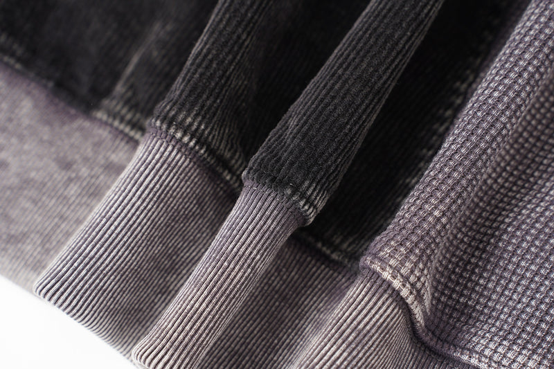 Sweat à capuche zippé quart de zip en maille gaufrée – Design bicolore déconstruit