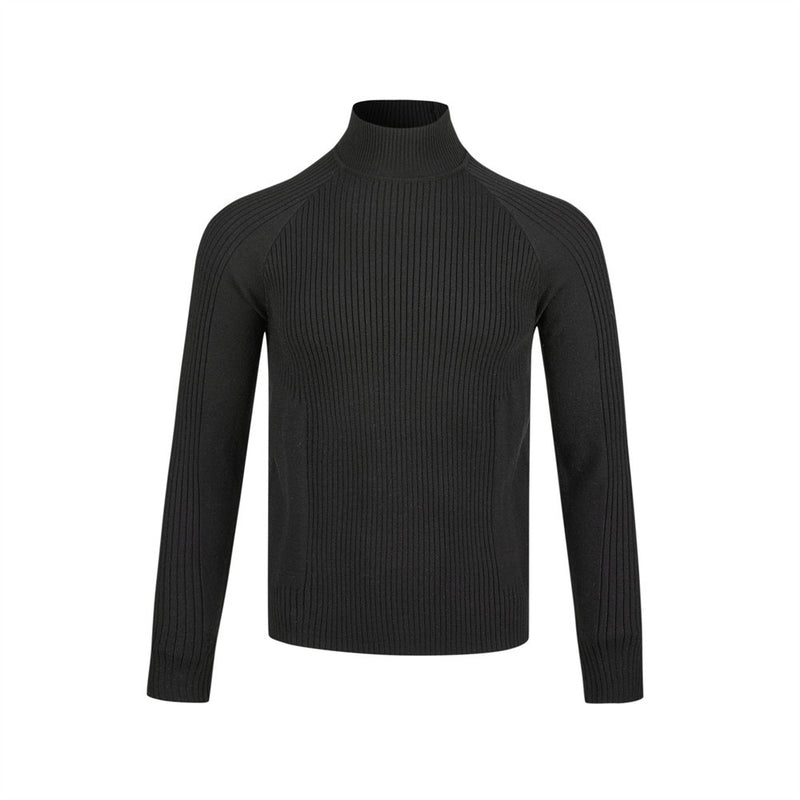 Men's Long Sleeve Sweater Polo Mock Neck Ribbed Knit Slim Fit Pullover