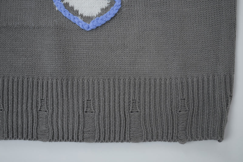 Pull en maille à lettres graffiti Wild Soul – Col rond oversize, style vintage américain