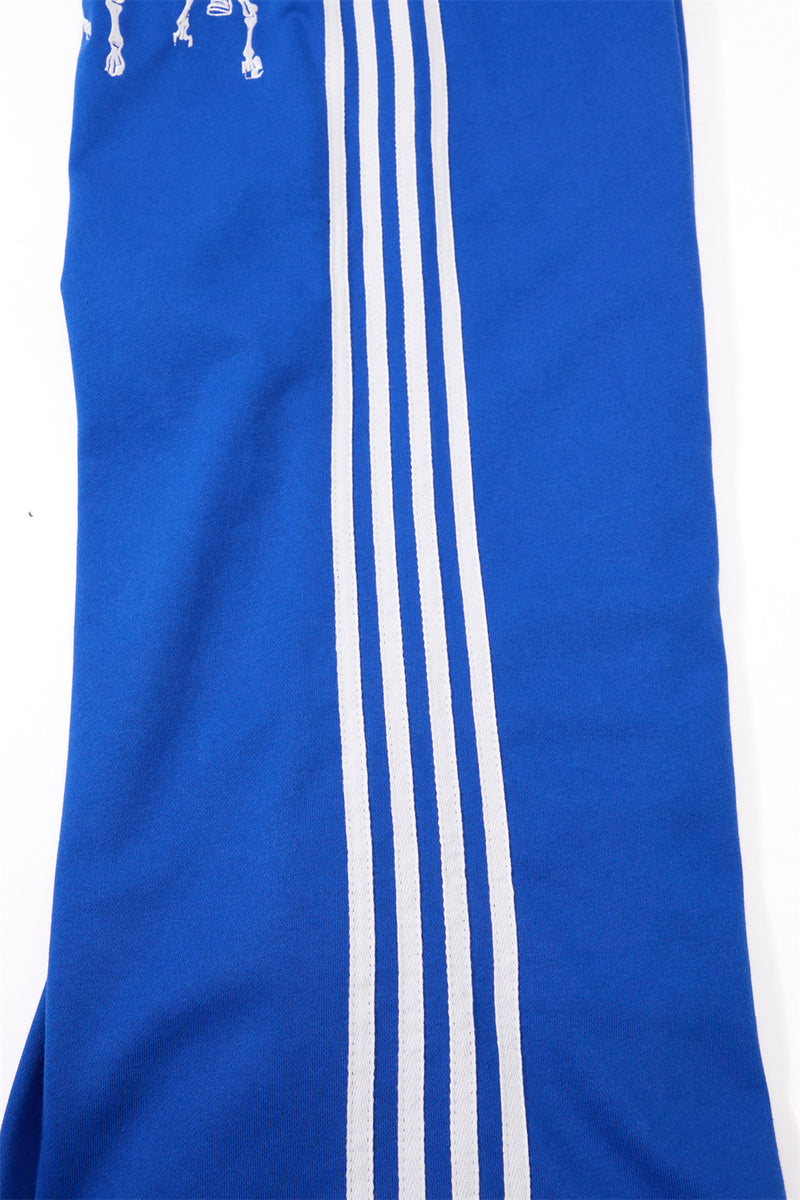 Wide-Leg Track Pants with Skeleton Rider Print and Side Stripe Detail