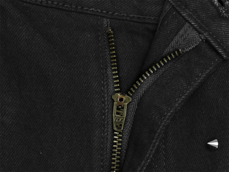 Schwarze Nieten-Wide-Leg-Flare-Jeans für Herren – Retro-Hippie-Denim
