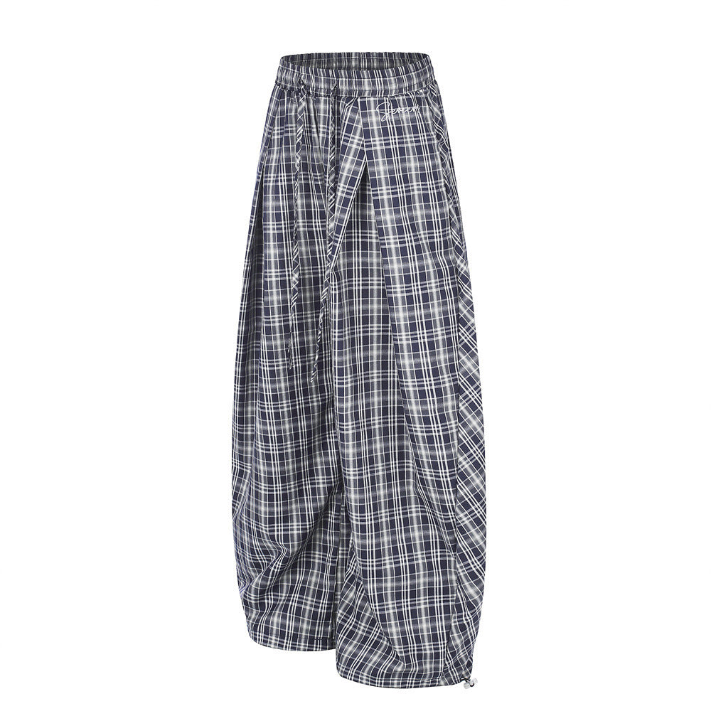 American Vintage Plaid Wide-Leg Pants – Oversized Baggy Trousers