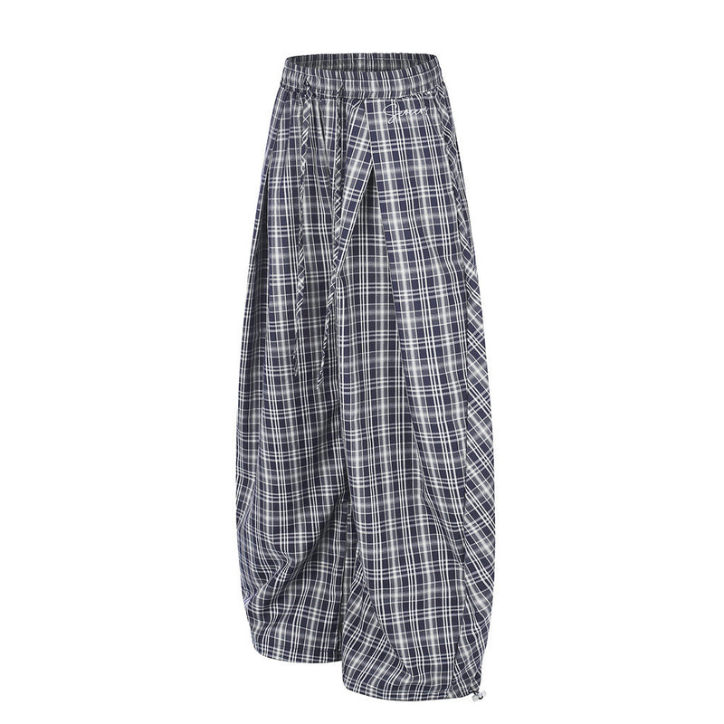 American Vintage Plaid Wide-Leg Pants – Oversized Baggy Trousers