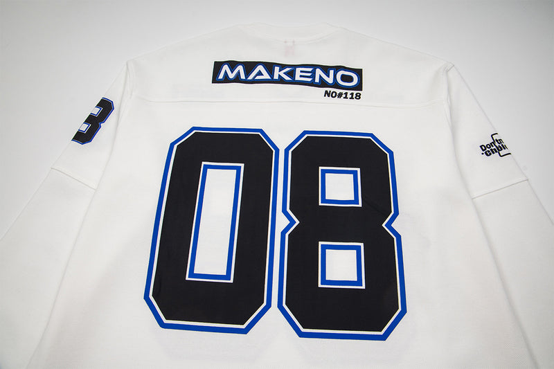 Camiseta de Manga Larga de Fútbol Americano – Top Streetwear Varsity con Número 08