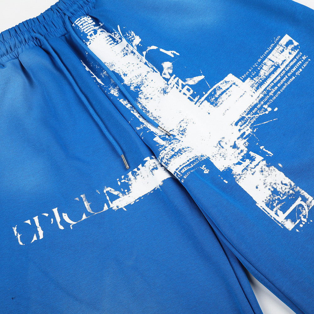Cross Graphic Wide-Leg Sweatpants – Men's Baggy Drawstring Lounge Pants