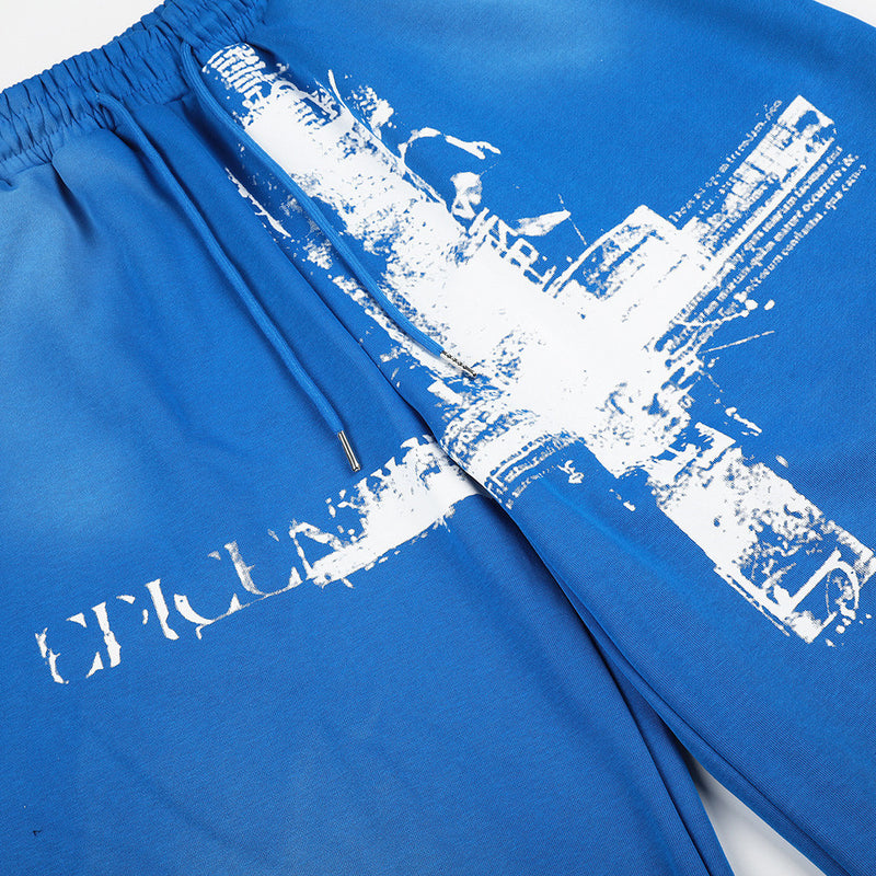 Cross Graphic Wide-Leg Sweatpants – Men's Baggy Drawstring Lounge Pants