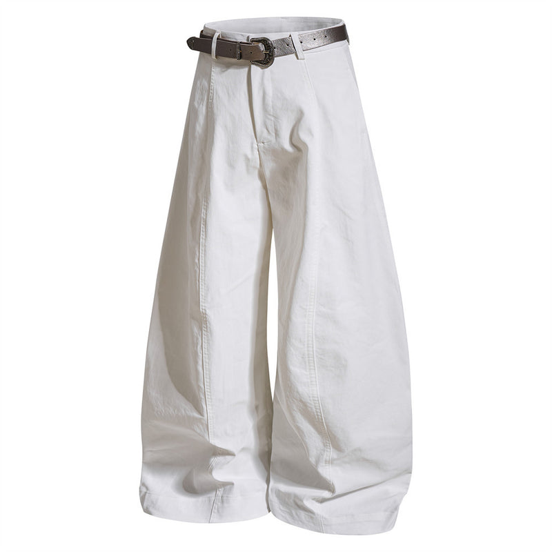 Wide-Leg Barrel Trousers with Belt – High-Waist Oversized Curved Pants