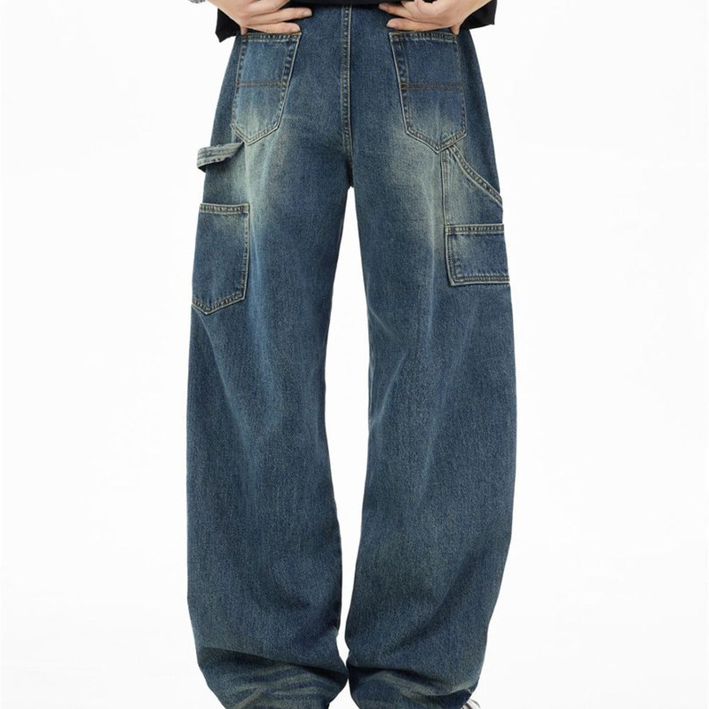 Men's Baggy Carpenter Jeans – Vintage Washed Wide-Leg Denim
