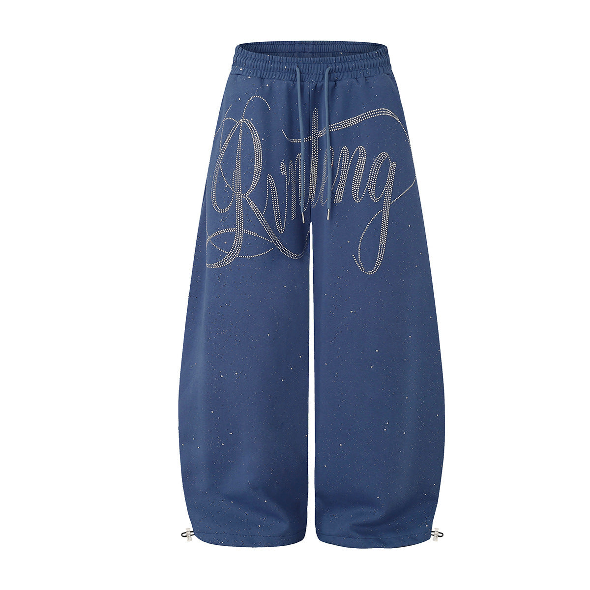 Wide-Leg Sweatpants with Rhinestone Script Lettering – Baggy Hip-Hop Style