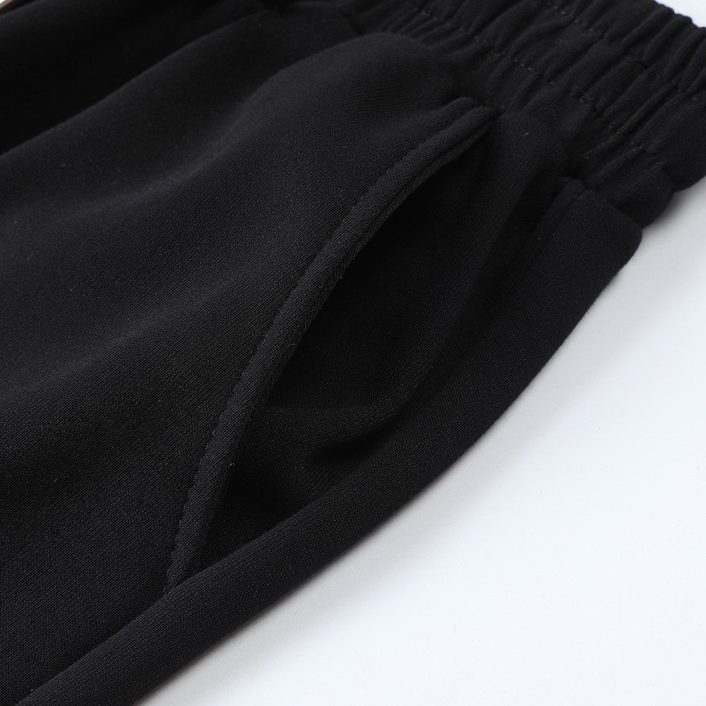 Wide-Leg Sweatpants with Distressed Letter Print & Elastic Drawstring Waist