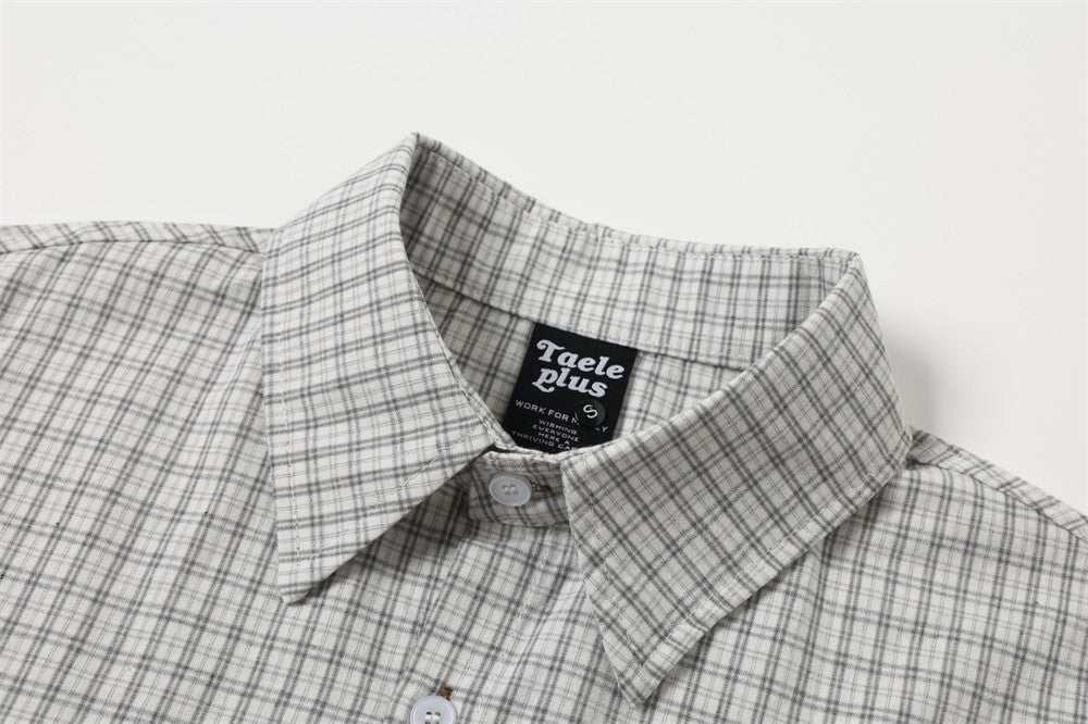Plaid Long-Sleeve Button-Up Shirt – Relaxed Fit with Embroidered Logo