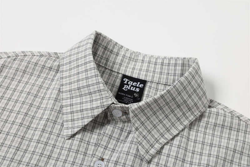 Plaid Long-Sleeve Button-Up Shirt – Relaxed Fit with Embroidered Logo