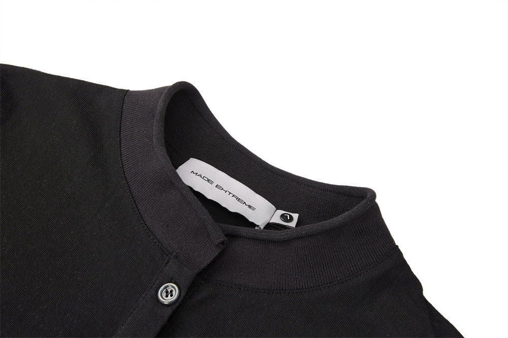 Men's Long Sleeve Shirt – Mandarin Collar Half-Button Henley