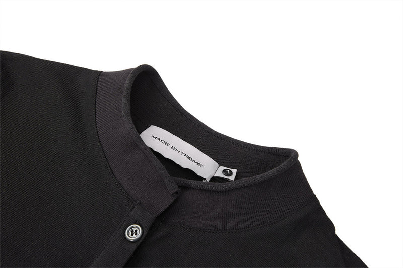 Men's Long Sleeve Shirt – Mandarin Collar Half-Button Henley