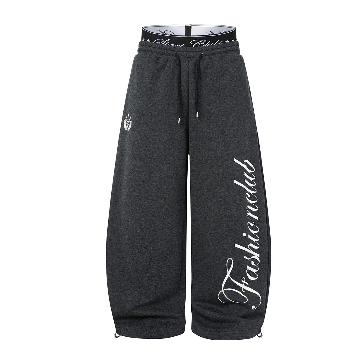 Wide-Leg Baggy Sweatpants with Fashionclub Script Print & Double-Waistband