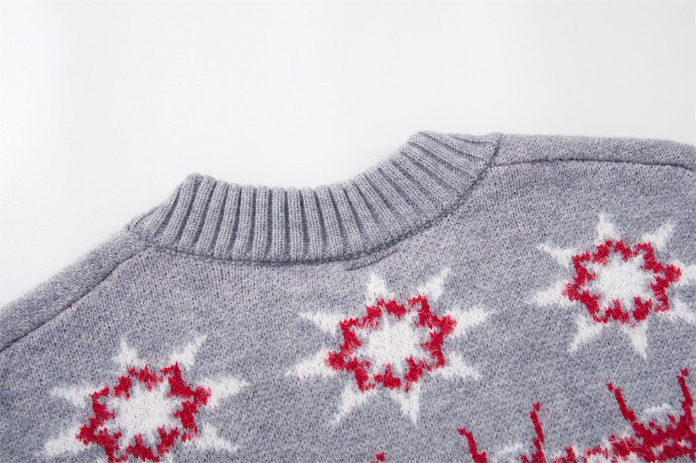 American Pattern Colorblock-Strick-Cardigan – Oversized mit Rundhalsausschnitt
