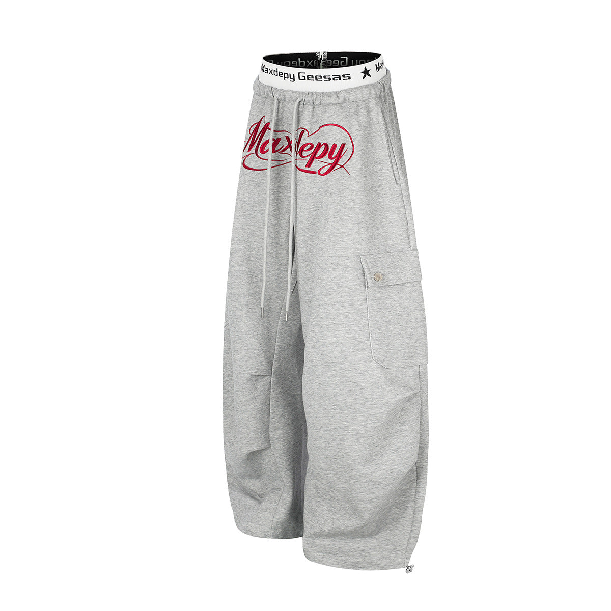 Pantalon cargo de survêtement coupe ample, jambes larges, graphique brodé, baggy