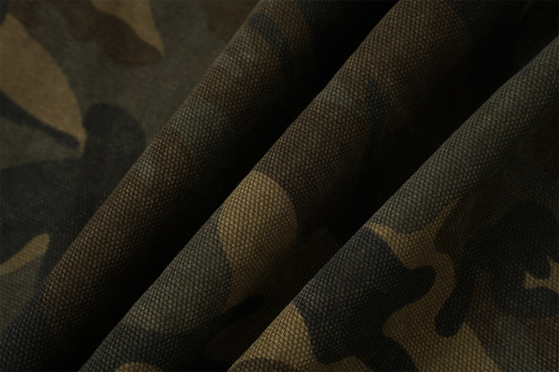 Veste de travail zippée en toile camouflage avec col en velours côtelé