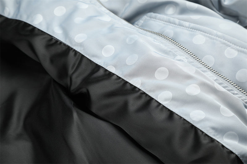 Men's Polka Dot Puffer Bomber Jacket – Oversized Padded Winter Coat