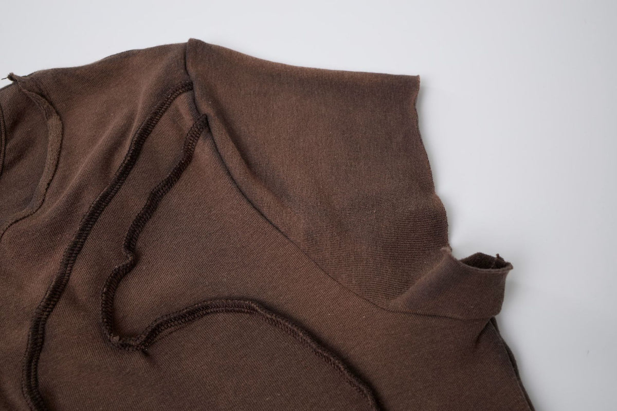 T-shirt manches courtes déconstruit à coutures 3D en relief – Streetwear délavé coupe ajustée