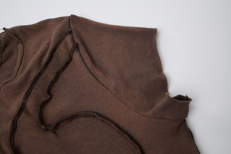 T-shirt manches courtes déconstruit à coutures 3D en relief – Streetwear délavé coupe ajustée