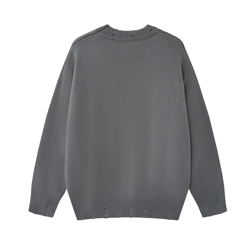 Pull en maille tête de mort & fémurs – Col rond streetwear punk
