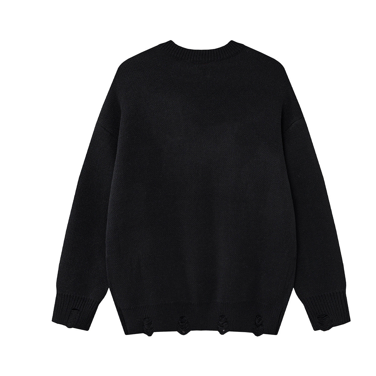 Pull en maille graphique effet usé – Col rond streetwear américain avec appliqué