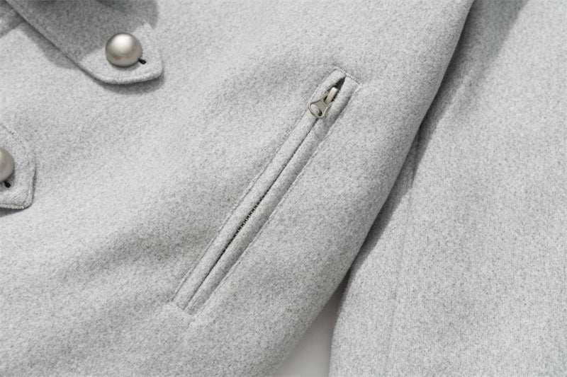 Men's Military-Style Stand Collar Padded Jacket with Double-Breasted Button