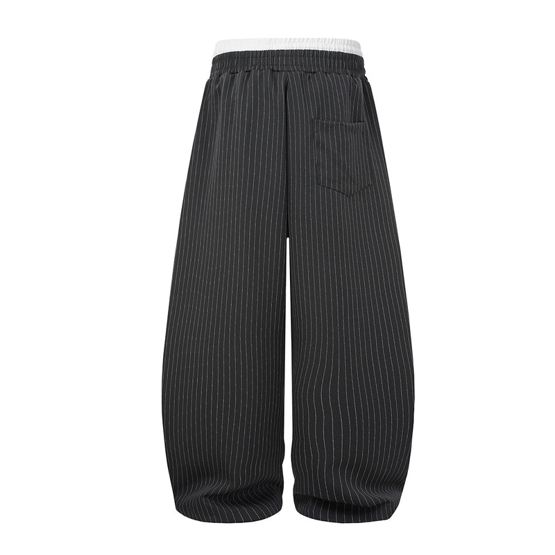 Baggy-Hose mit Nadelstreifen und weitem Bein – Lockere Streetwear-Hose