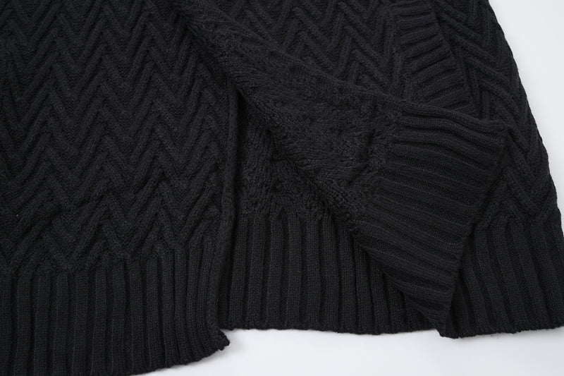 Cardigan en maille torsadée chevrons avec col châle et poches avant