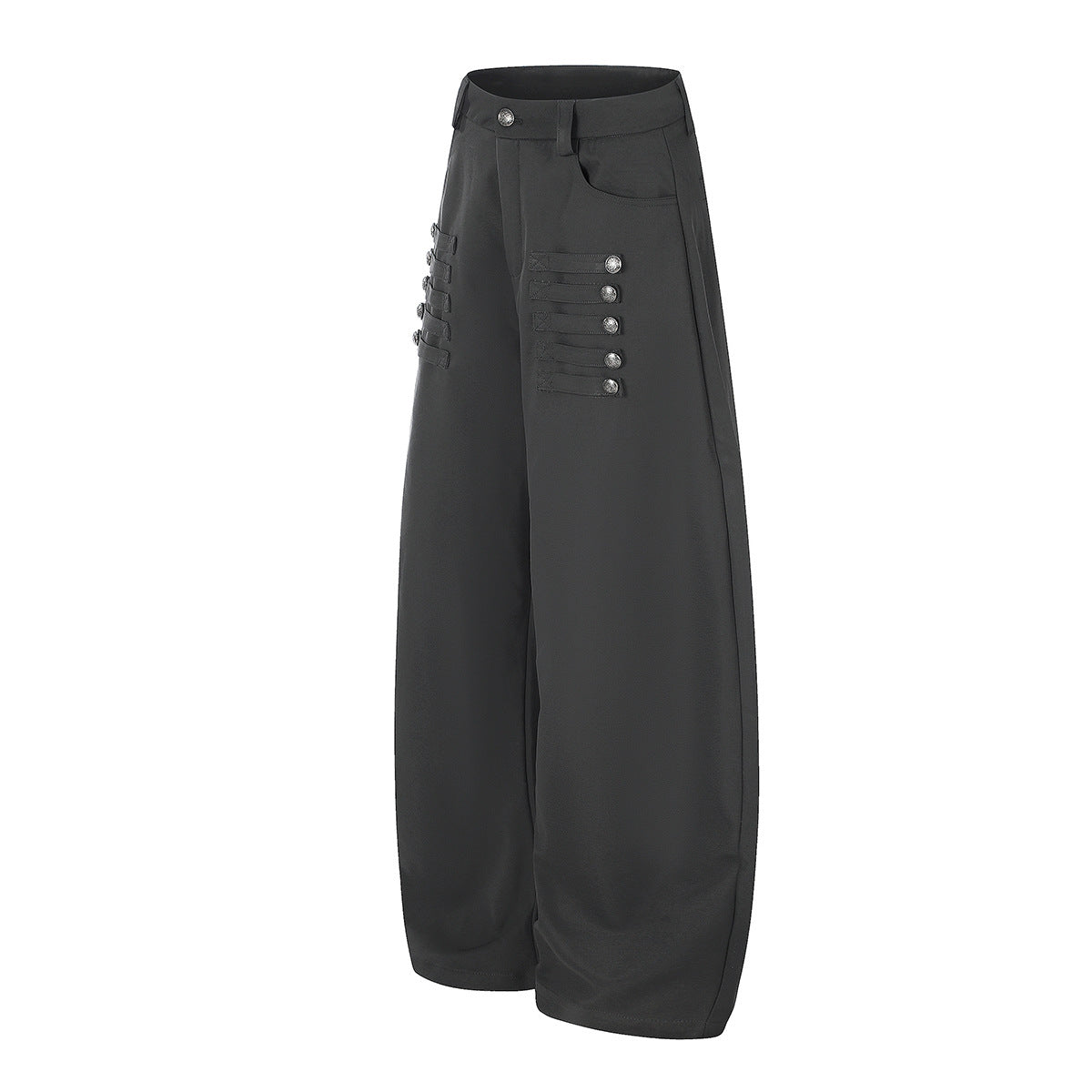 Palazzo-Hose mit weitem Bein und Militärknopf- sowie Riemendetails