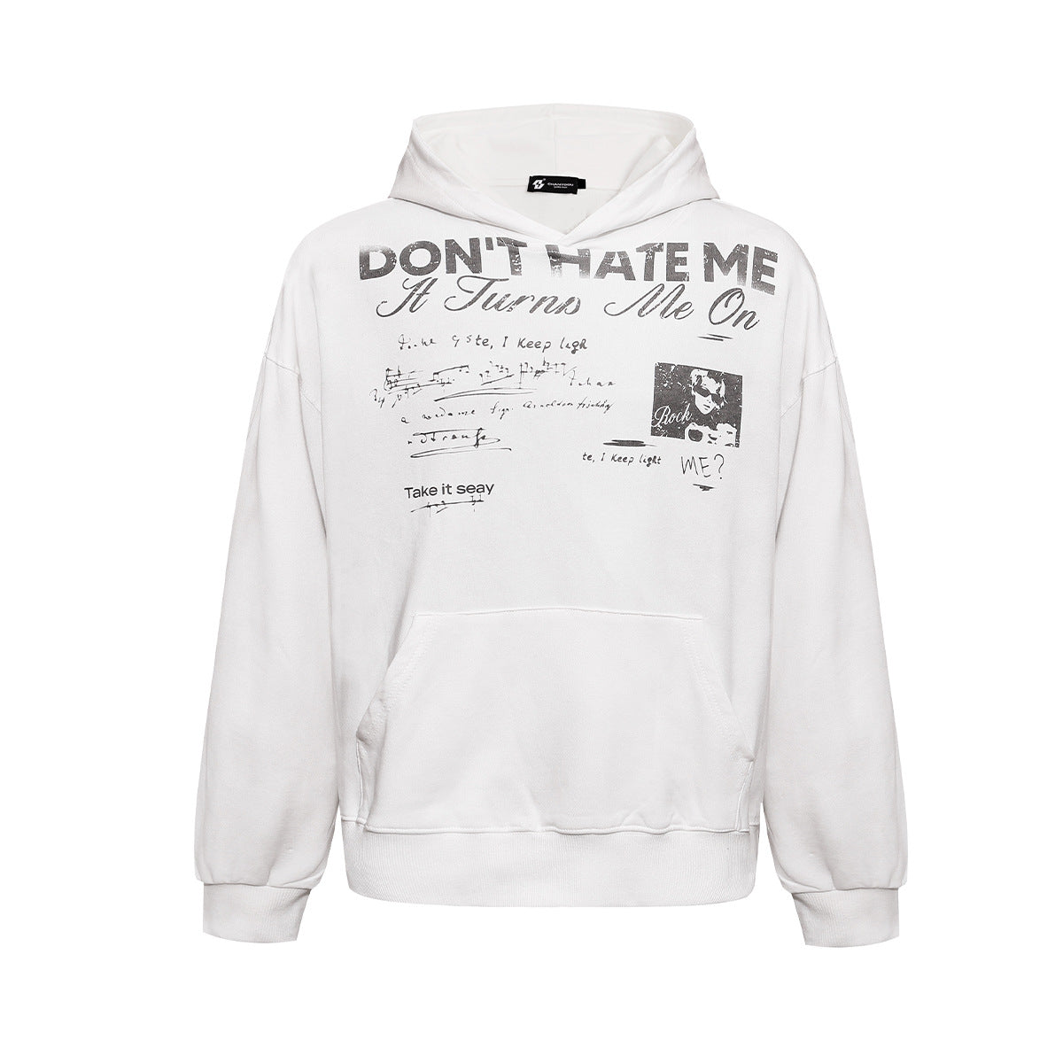 Washed Graphic Hoodie – 'Don't Hate Me It Turns Me On' Vintage Rock Print
