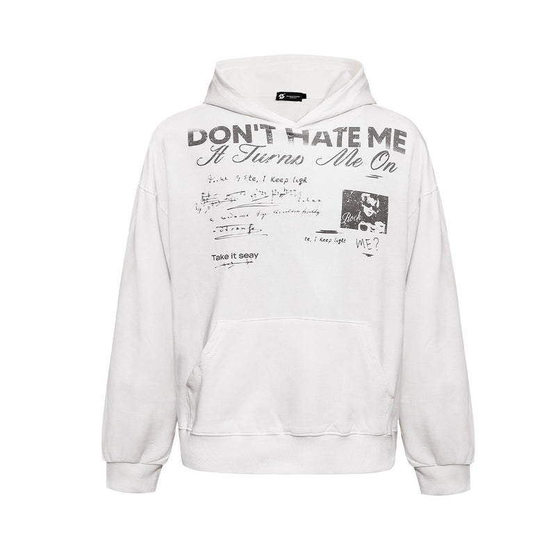 Washed Graphic Hoodie – 'Don't Hate Me It Turns Me On' Vintage Rock Print