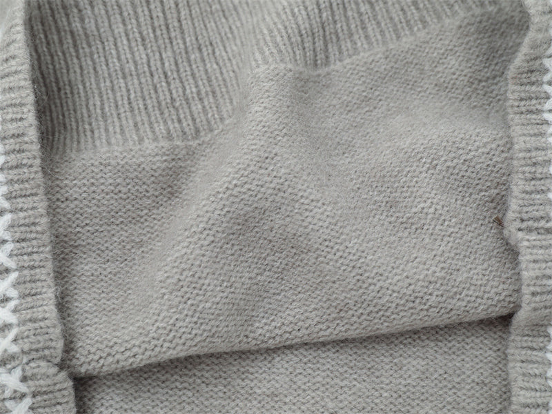 Crew Neck Sweater Men's Oversized Embroidered Knit Pullover