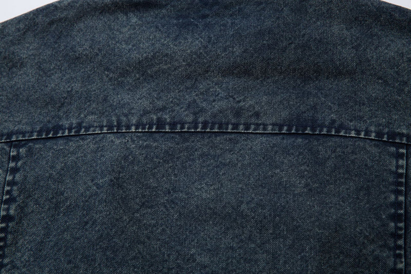 Oversized Washed Denim Jacket – Boxy Belted Hem, Acid-Wash Workwear Style