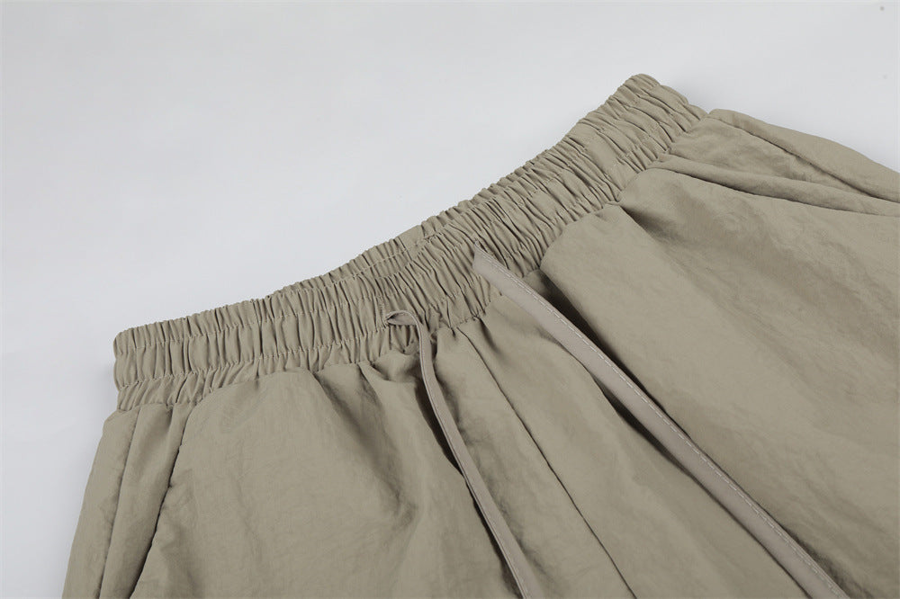 Star Print Wide Leg Parachute Pants – Drawstring Baggy Track Trousers