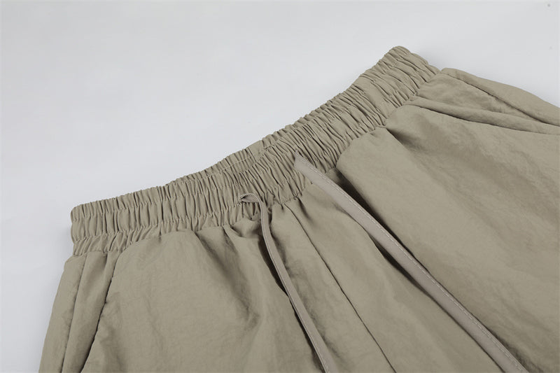 Star Print Wide Leg Parachute Pants – Drawstring Baggy Track Trousers
