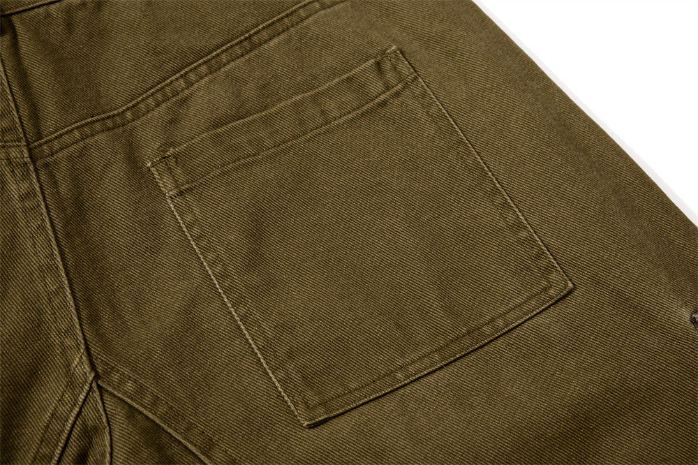 Wide-Leg Cargo Pants with Multi-Pocket Contrast Panel Design