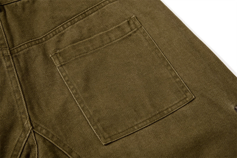 Wide-Leg Cargo Pants with Multi-Pocket Contrast Panel Design