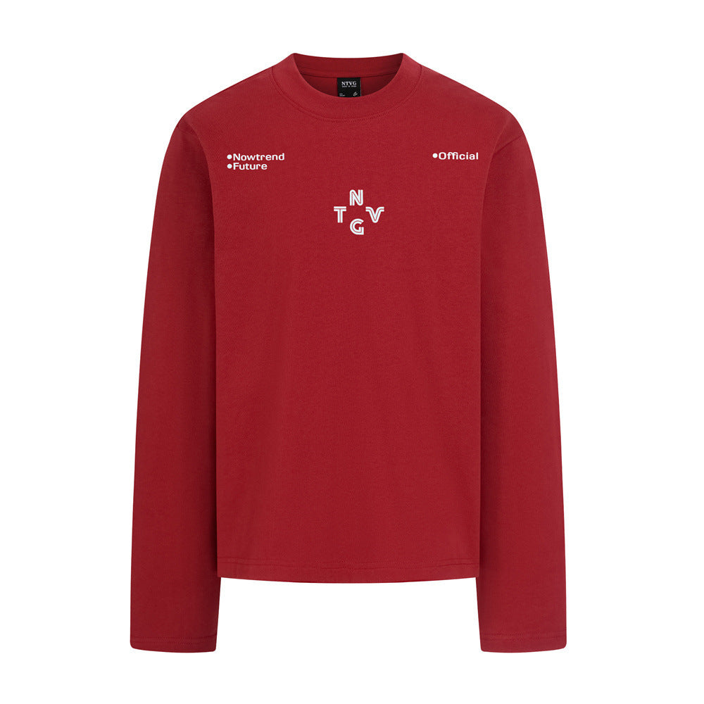 Long Sleeve Crew Neck Shirt – NTVG Letter Print Relaxed Fit