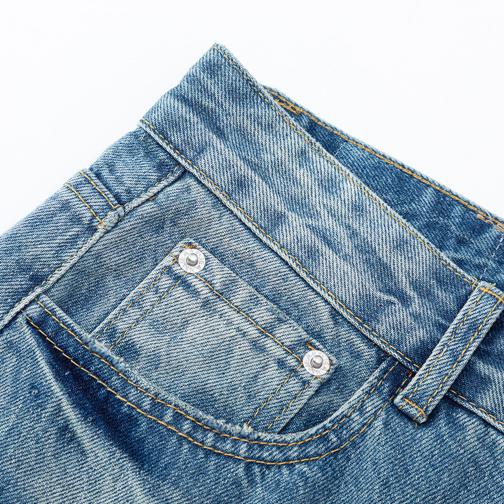 Wide-Leg Jeans – American Vintage Gradient Wash, Distressed Baggy Fit