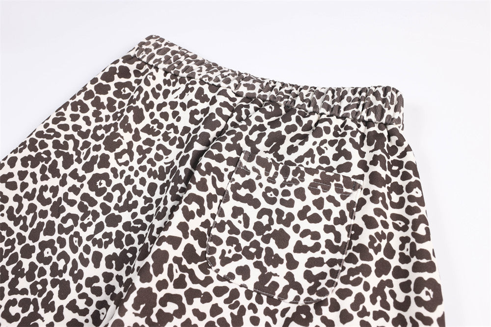 Leopard Print Wide-Leg Sweatpants – Relaxed Fit Casual Trousers