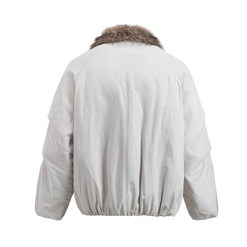 Faux Fur Collar Padded Bomber Jacket – Oversized Winter Puffer