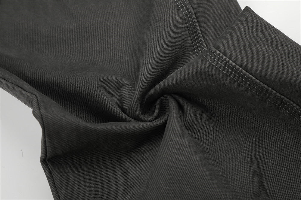 Pantalon cargo gris délavé à rivets pour homme – Coupe ample et décontractée