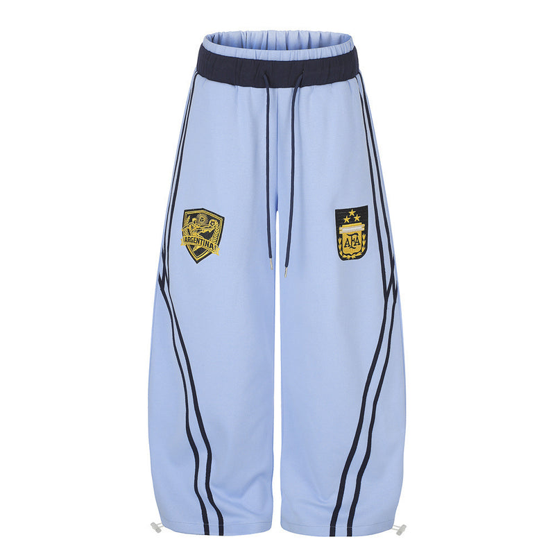 Wide-Leg Sweatpants with Badge Embroidery – Men's Streetwear Tapered Joggers