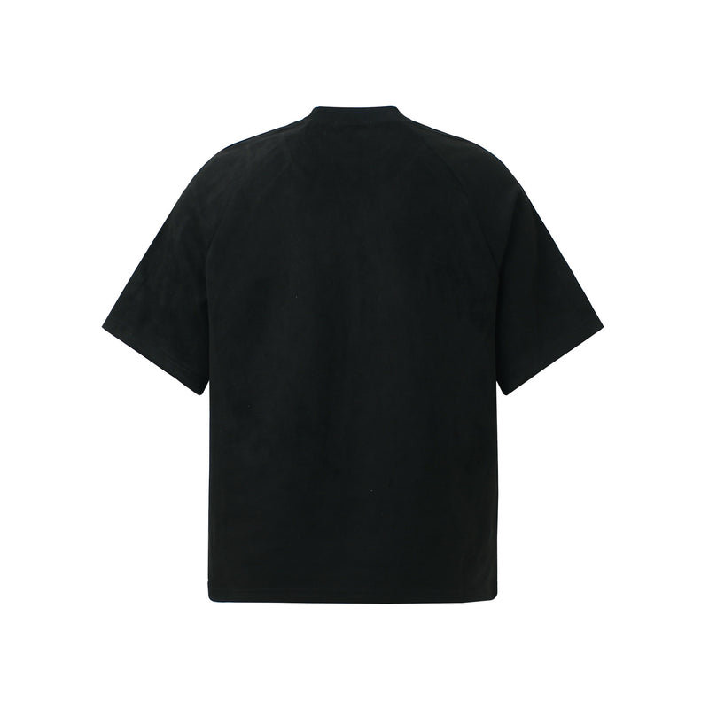 GLFSMADE Colorblock Suede Panel Short Sleeve T-Shirt