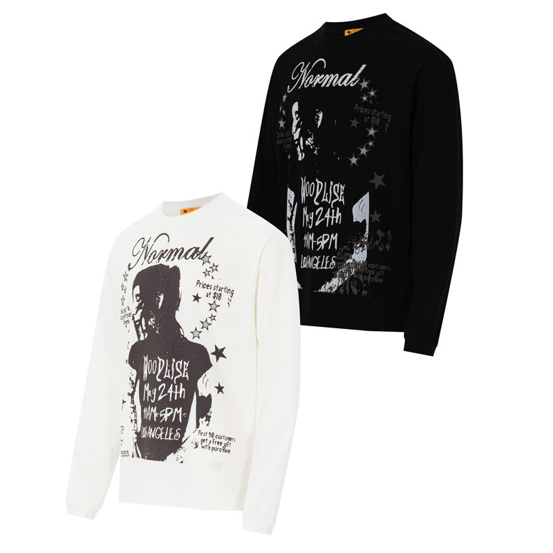 Camiseta de Manga Larga y Cuello Redondo con Gráfico Normal Woodlise